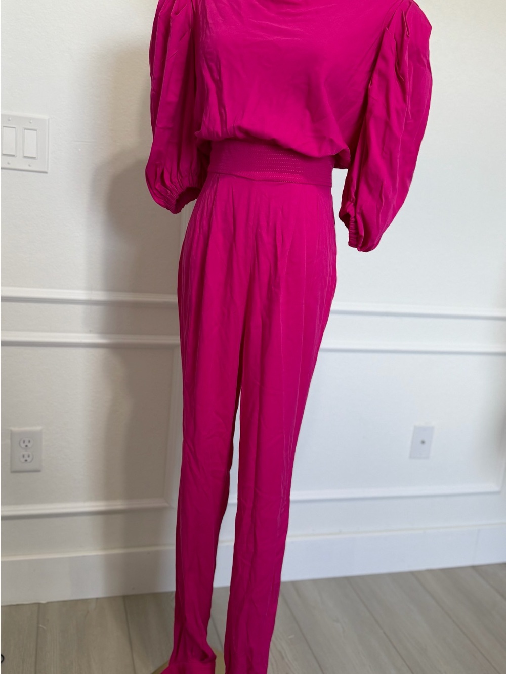 High-Waist Straight Leg Jumpsuit in Fuchsia